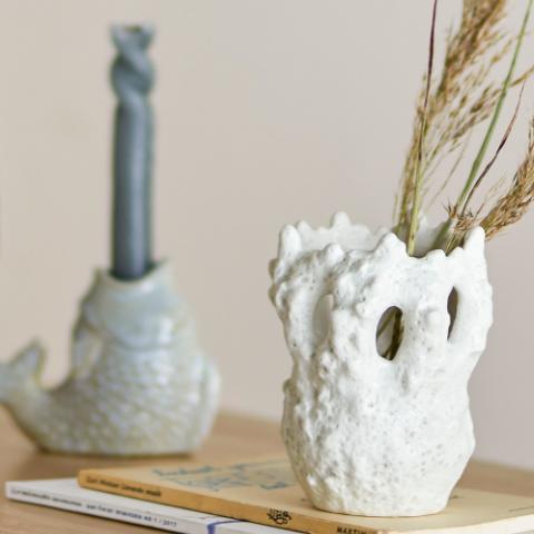 Fianna Vase, Hvid, Stentøj