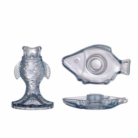 Linley Candle Holder, Blue, Glass