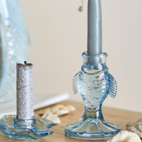 Linley Lysestage, Blå, Glas