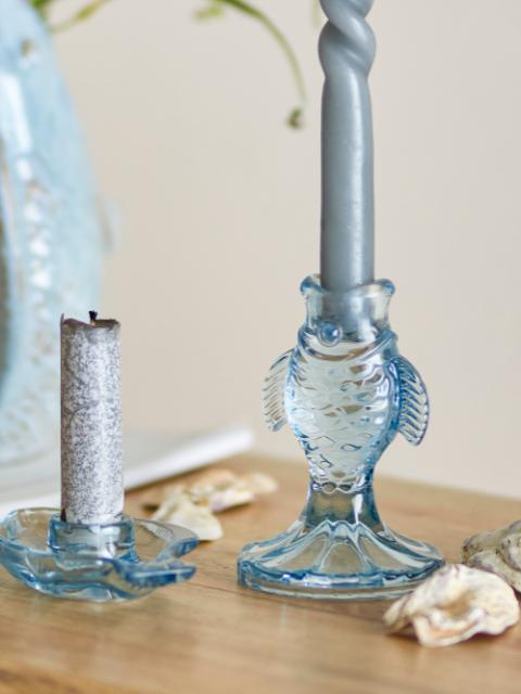Linley Candle Holder, Blue, Glass