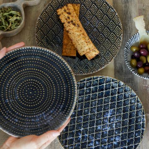 Elanor Assiette, Bleu, Grès