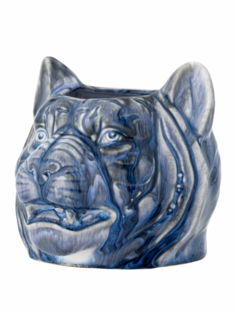 Abner Pot de fleurs, Bleu, Grès