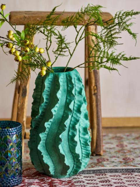 Natika Vase déco, Verte, Terre cuite