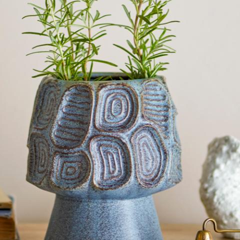 Clarke Flowerpot, Blue, Stoneware