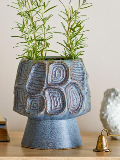 Clarke Flowerpot, Blue, Stoneware