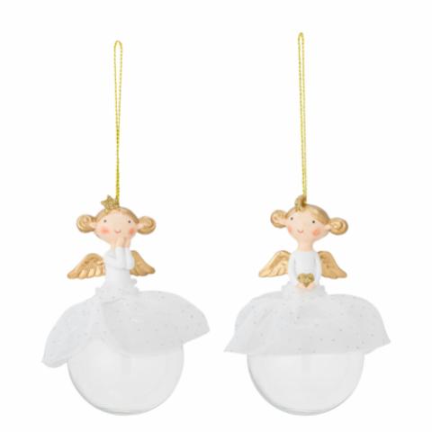 Griselda Ornament, Hvid, Polyresin/Glass
