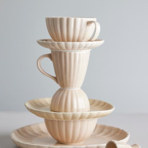 Latina Tasse avec soucoupe, Nature, Grès