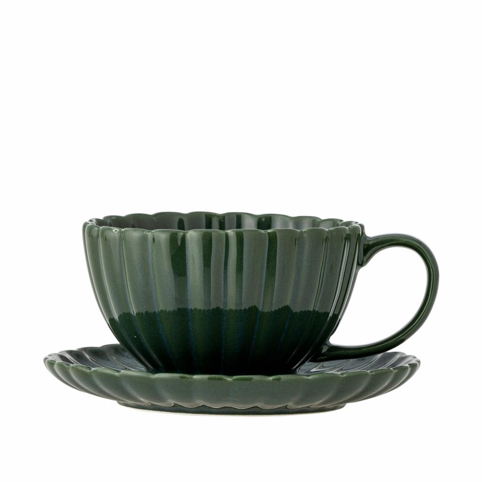 Latina Tasse mit Untertasse, Grün, Steingut