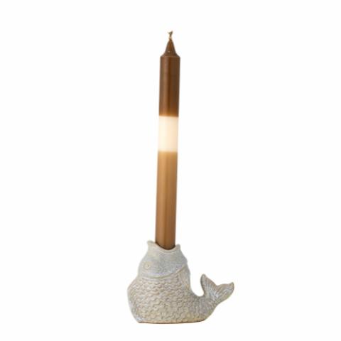 Hiro Candle Holder, Grey, Stoneware