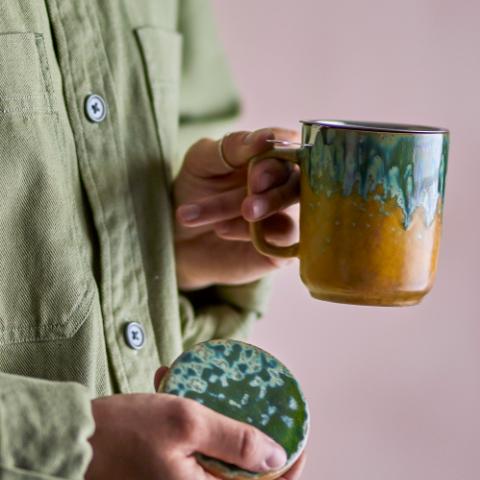 Yuma Tasse avec couvercle et passoire à thé, Multicolore, Grès