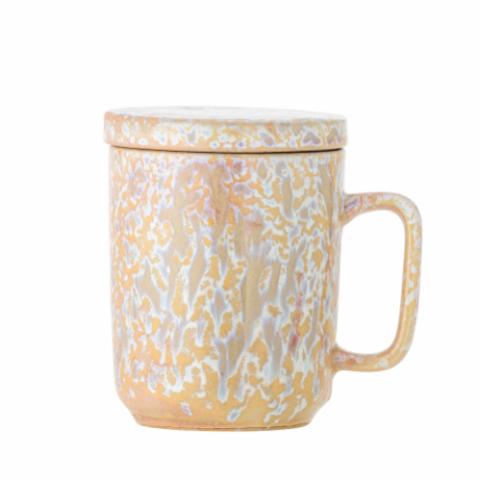 Yuma Mug w/Lid and Strainer, Multi, Stoneware