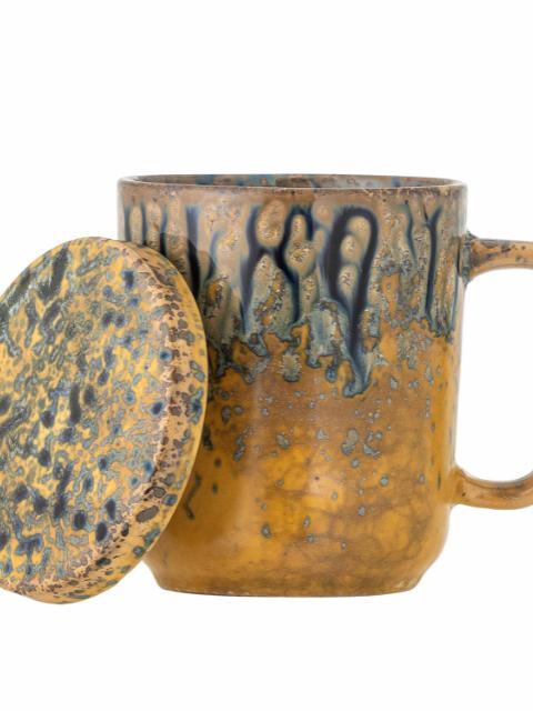 Yuma Tasse avec couvercle et passoire à thé, Multicolore, Grès
