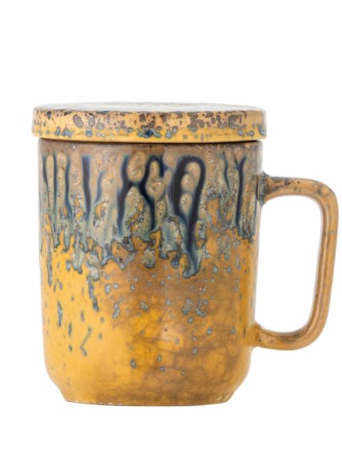 Yuma Mug w/Lid and Strainer, Multi, Stoneware