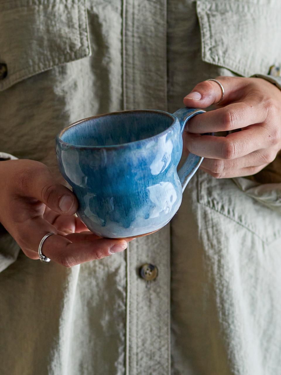 Nara Tasse, Blau, Steingut
