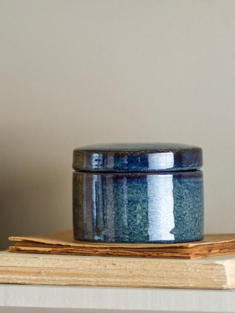 Khai Jar w/Lid, Blue, Stoneware
