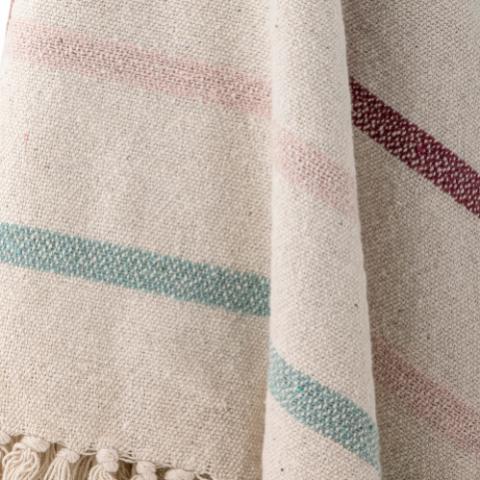 Frey Plaid, Multicolore, Coton recyclé