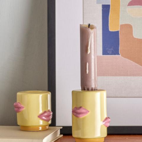 Sassy Kerzenhalter, Gelb, Steingut