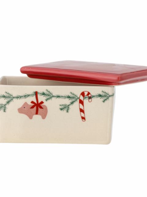 Yule Butterdose, Rot, Steingut