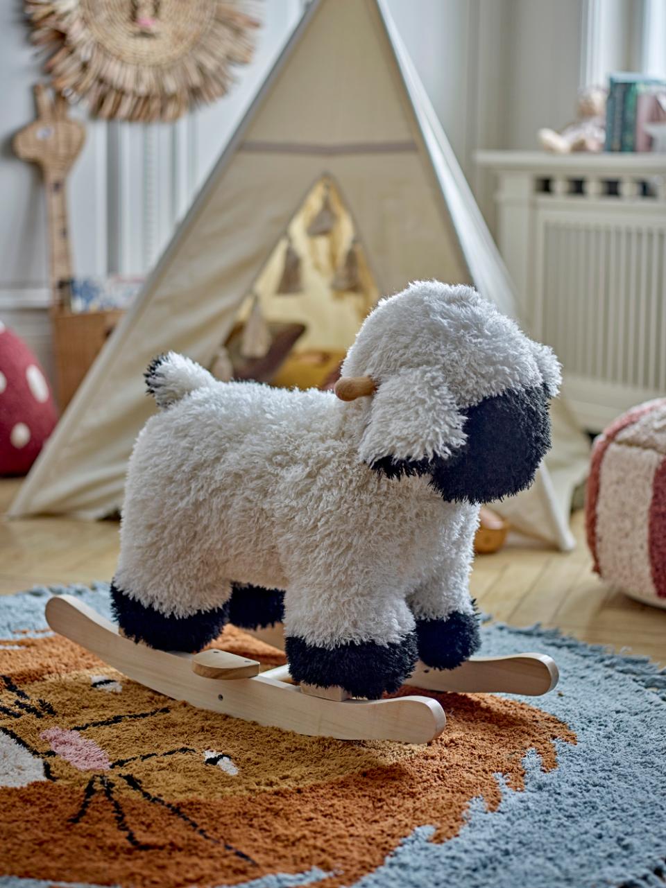 Cheval à Bascule Mouton Bloomingville Blanc - L65 X H48 X L34 Cm - Polyester Et Bois