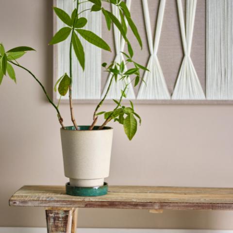 Idril Flowerpot w/Saucer, Nature, Stoneware