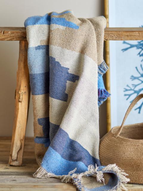 Maji Throw, Blue, Recycled Cotton