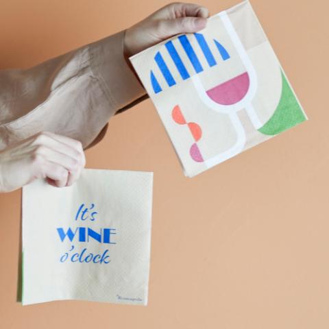 Wine Serviette, Blue, FSC® Mix, Papier