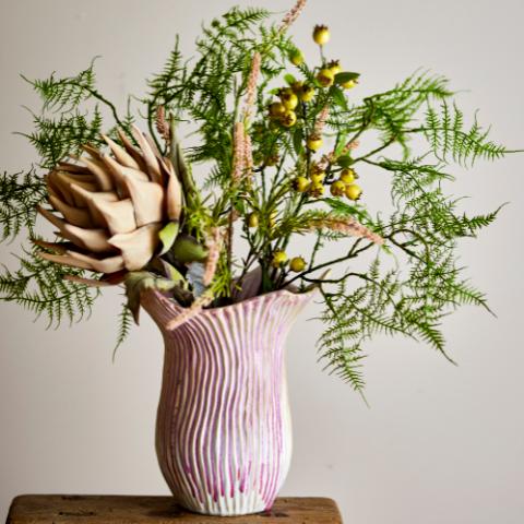 Floral Vase, Rose, Grès