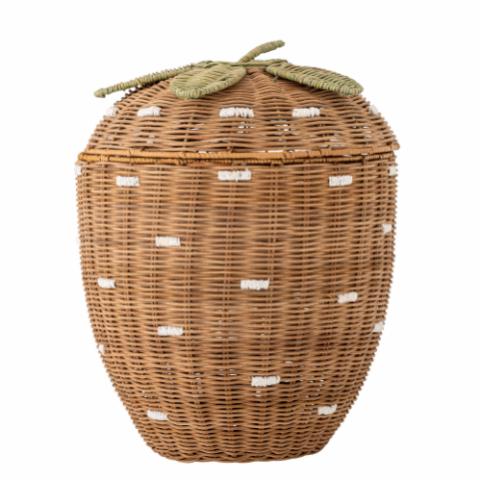 Pelino Korb mit Deckel, Braun, Rattan