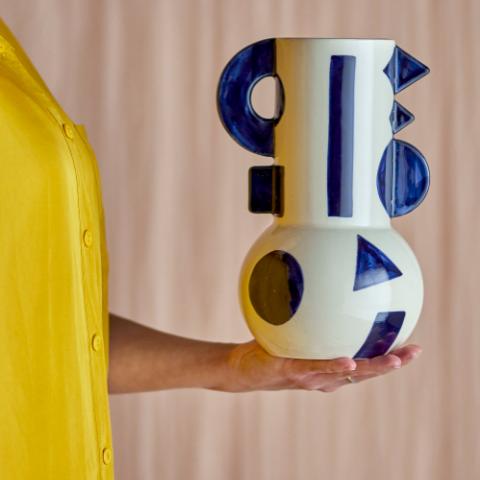 Graphica Vase, Blue, Grès