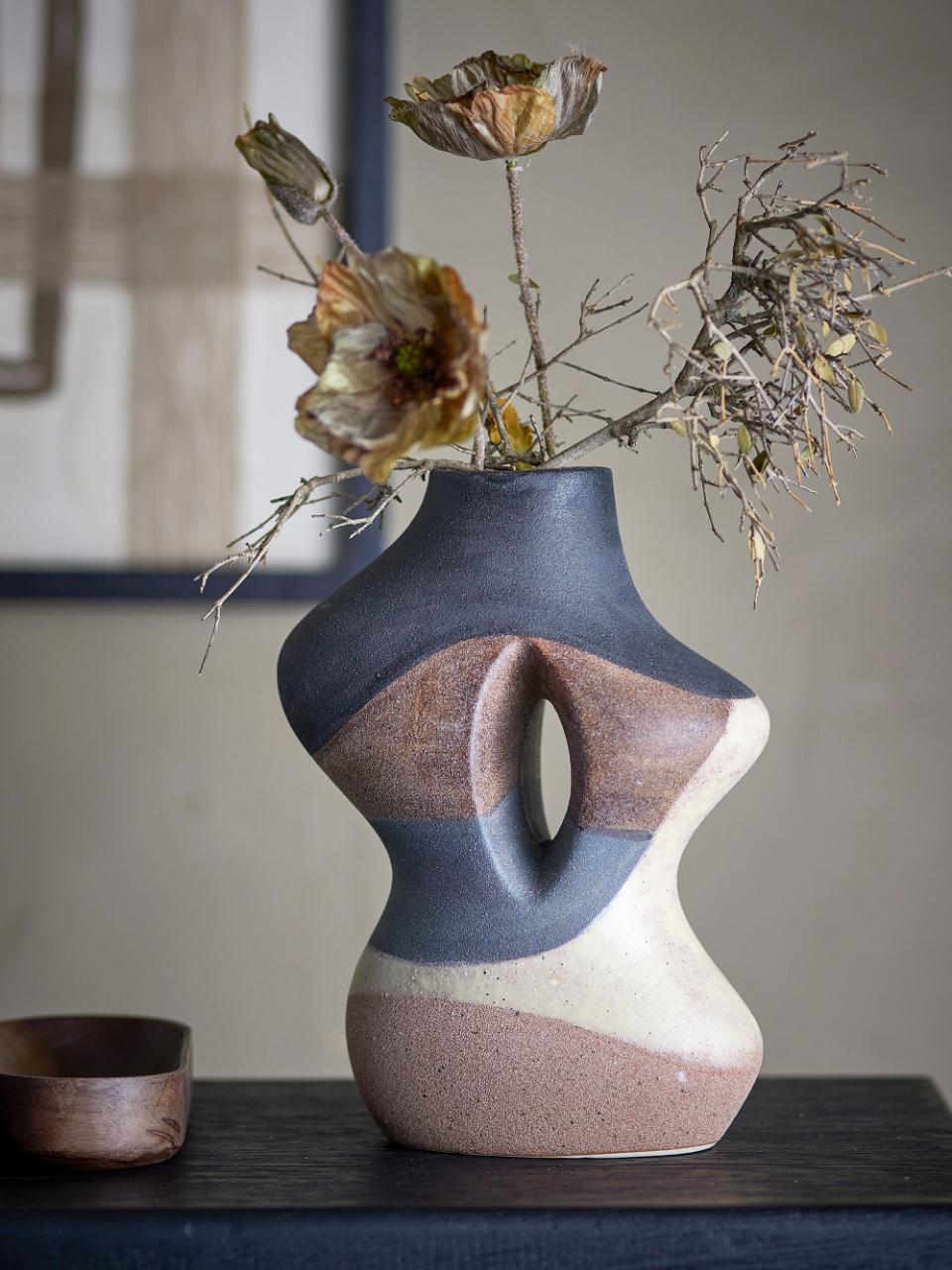 Vica Vase, Braun, Steingut