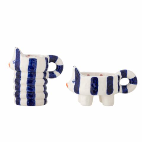 Caty Candle Holder, Blue, Stoneware