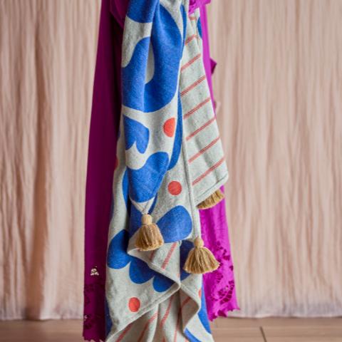 Eviaya Plaid, Blue, Coton recyclé