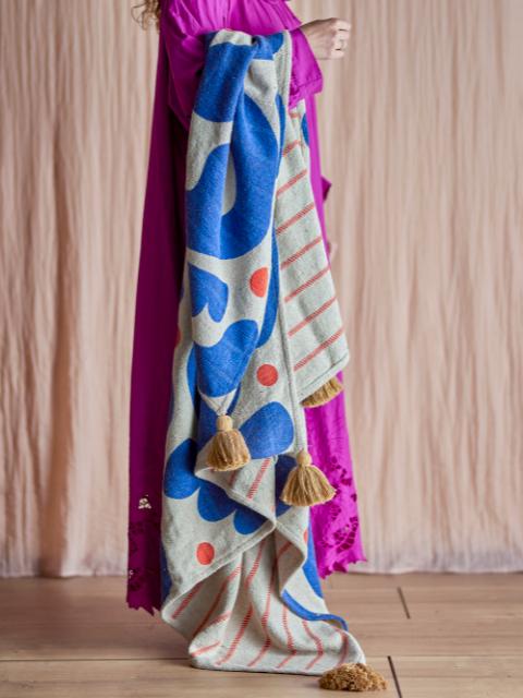 Eviaya Throw, Blue, Recycled Cotton