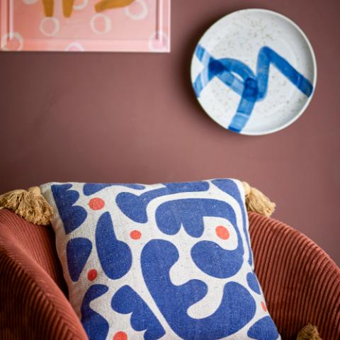 Eviaya Coussin, Bleu, Coton recyclé