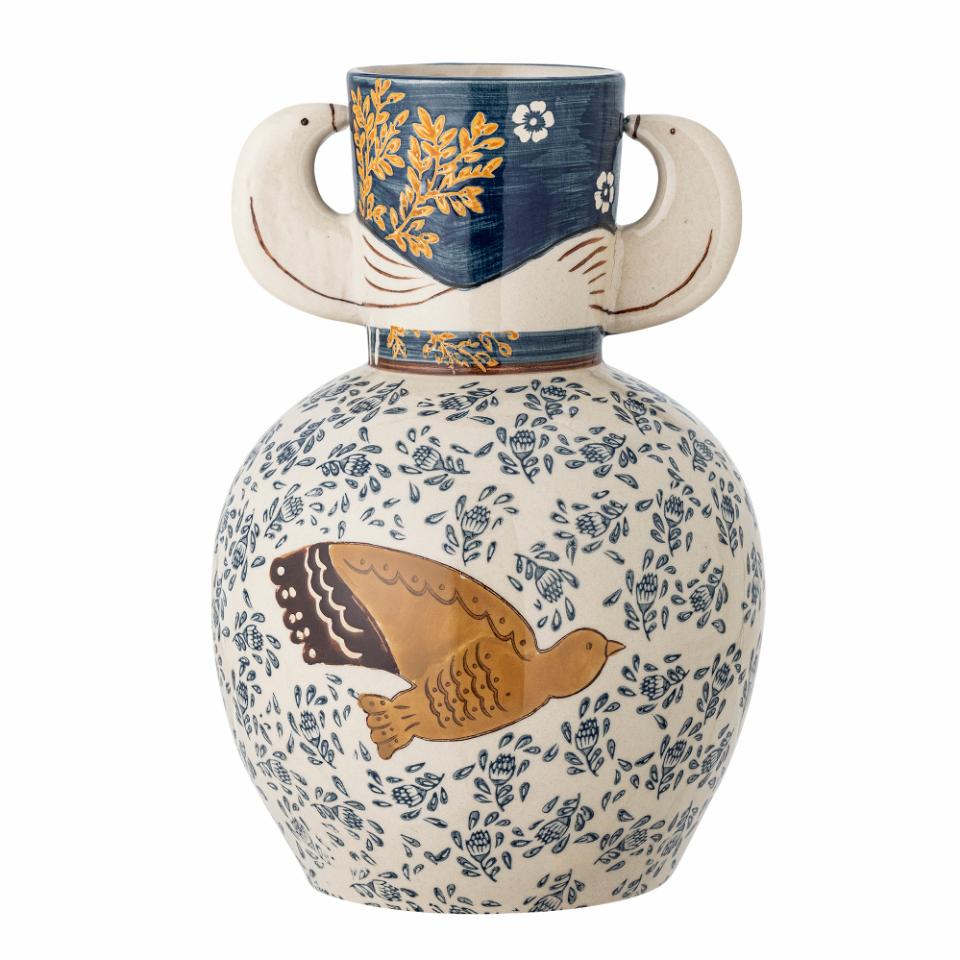 Hezha Vase, Blau, Steingut