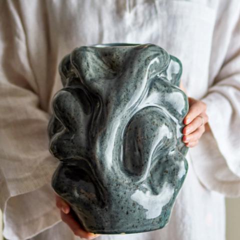 Vuelle Vase, Gris, Grès