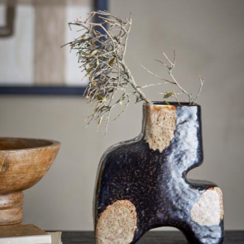 Ollia Vase, Noir, Grès