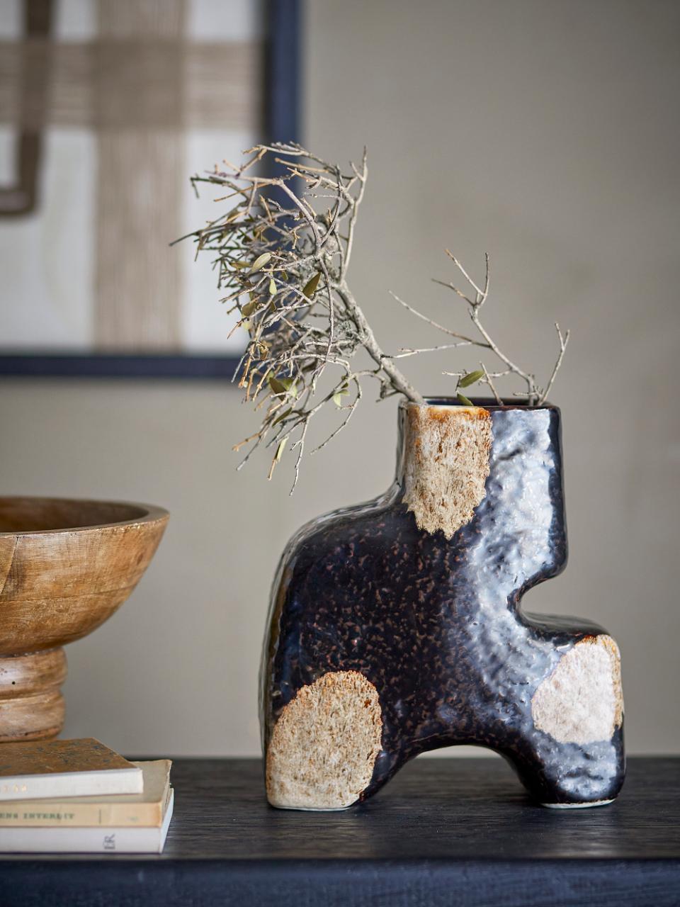 Ollia Vase, Black, Stoneware