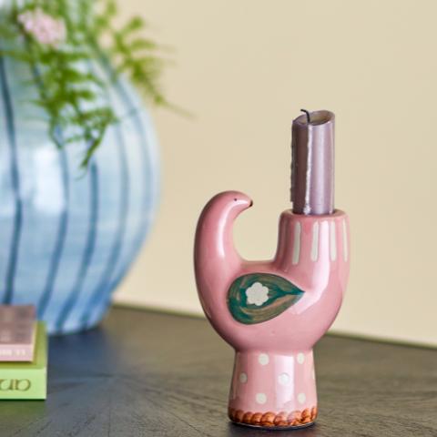 Trudy Candle Holder, Rose, Stoneware