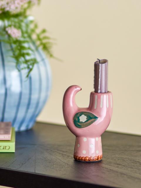 Trudy Candle Holder, Rose, Stoneware