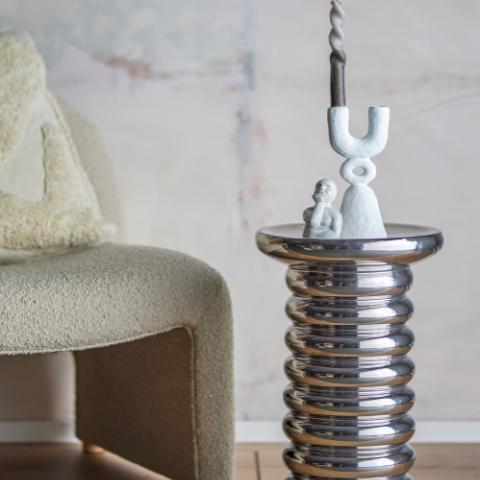 Spike Table d'appoint, Argent, Grès