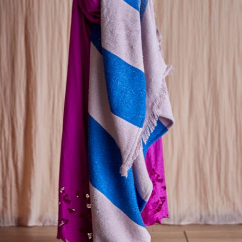 Cadeo Plaid, Bleu, Coton recyclé