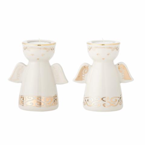 Faella Photophore et bougeoir, Blanc, Grès