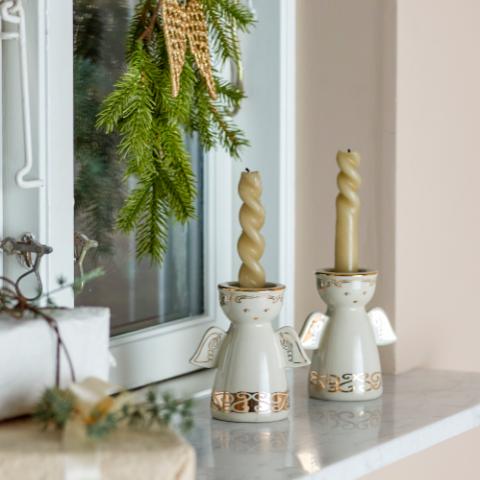 Faella Photophore et bougeoir, Blanc, Grès