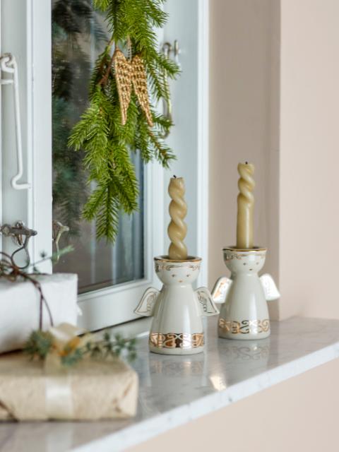 Faella Votive & Candle Holder, White, Stoneware
