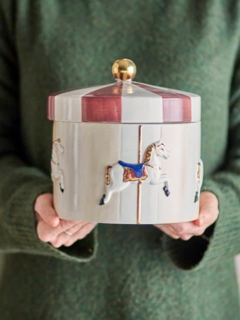 Merry-go-round Jar w/Lid, Multi, Stoneware