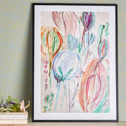 Francine Illustration w/ Frame, Multi, Pine