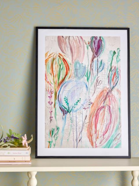 Francine Illustration w/ Frame, Multi, Pine