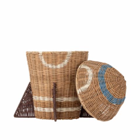Space Basket w/Lid, Nature, Rattan