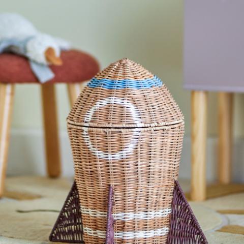 Space Panier avec couvercle, Nature, Rotin